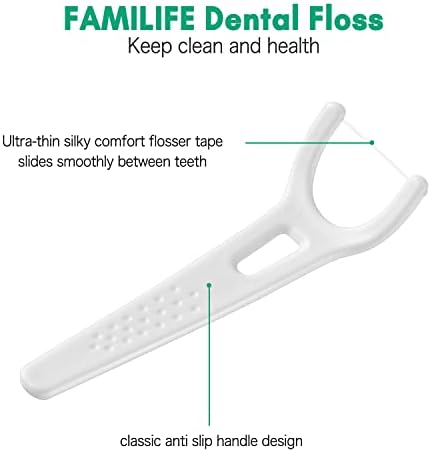 FAMILIFE Dental Floss Unwaxed Dental Floss Picks Unflavored Fluoride Free Back Teeth Toothpicks Flossing Flossers Threaders Sticks with 4 Travel Handy Cases 120 Count