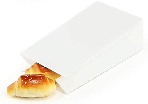 BagDream White Paper Lunch Bags 12LB 7x4.5x13.75 Inches 100Pcs Recycled Kraft Paper Bags Bulk, Disposable, Large for Snack, Lunch, Sandwich, Burger, Baked Food, Craft, Packing
