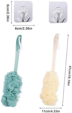 2-Piece Set of Back Brush Scrub Shower Scarves, Long Handled Shower Brushes, Shower Body Brushes with Shower Net Sponge Soft Mesh, Used for Exfoliating and Removing Dead Skin (Green and Beige)