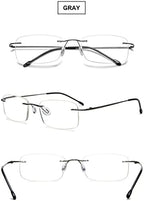 VEVESMUNDO Frameless Reading Glasses Blue Light Blocking Metal Lightweight Computer Rimless Readers for Men Women