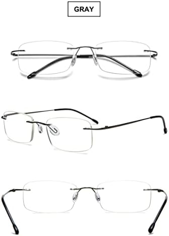VEVESMUNDO Frameless Reading Glasses Blue Light Blocking Metal Lightweight Computer Rimless Readers for Men Women