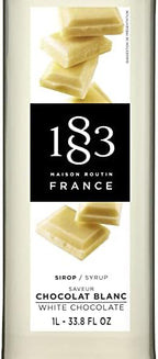 1883 White Chocolate Syrup for Drinks, Made in France, 1 Liter Glass Bottle