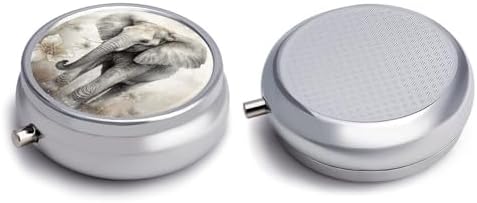 Metal Round Pill Box 3 Compartment, Cute Portable Travel Pill Organizer Small Animals Cute Elephant Pill Case for Pocket Purse Pill Container Medicine Organizer Box Daily Vitamin Holder
