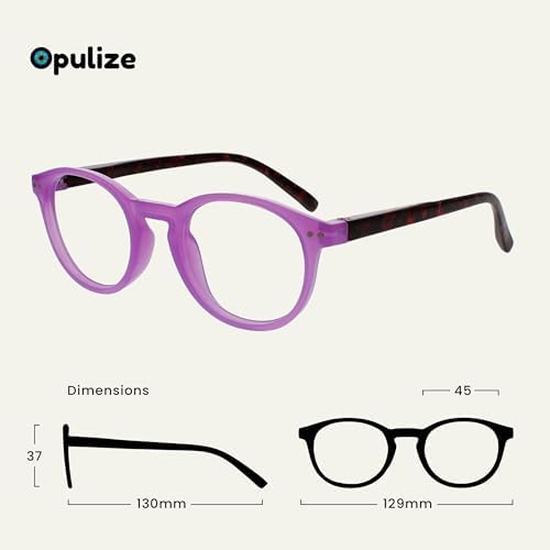 OPULIZE ZEN Reading glasses for Women Men,Scratch Resistant Round frame with Spring Hinges, Pink,Purple,Turquoise Blue +1.5 (Pack of 3)