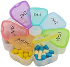 7 Day Weekly Pill Round Organizer, ShysTech Large Pill Case Pill Box 1 Time A Day for Pills/Medication/Supplements/Vitamin (Multi-Color)