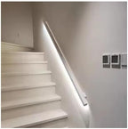 Aluminum Handrail with Light LED Stair Handrail Grab Bar Wall Mounted Handrail Safety Hand Rail Indoor Outdoor Stair Hand Railing(White,59"/1.5m)