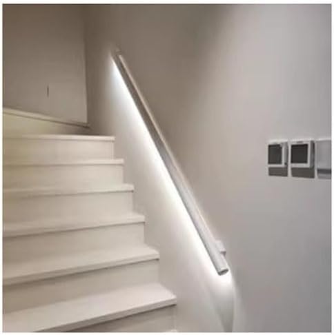 Aluminum Handrail with Light LED Stair Handrail Grab Bar Wall Mounted Handrail Safety Hand Rail Indoor Outdoor Stair Hand Railing(White,59"/1.5m)