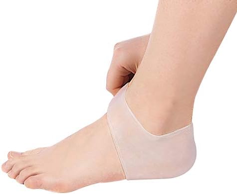 Soft Gel Heel Socks, 4 Types 2pcs Gel Heel Open Toe Socks for Dry Hard Cracked Skin Silicone Moisturizing Day Night Care Skin Foot Sleeves(White)