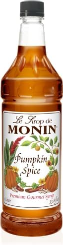 Monin Pumpkin Spice Syrup, 33.8-Ounce Plastic Bottle (1 liter)