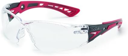 Bolle Safety Bollé Safety 41080, Rush+ Safety Glasses Platinum®, Black & Red Frame, Clear Lenses