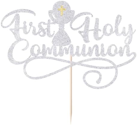First Communion Cake Topper,God Bless,First Holy Communion Decoration,Featured God Christian Baptism/Confirmation/Baby Shower/Birthday/Sacrament Party Decoration supplies