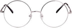 Agstum Retro Round Metal Non-Prescription Eyeglasses Frame with Spring HInge Clear Lens