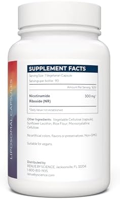 Renue By Science Nicotinamide Riboside | High Strength Liposomal NAD Supplement | 90 Nicotinamide Capsules - 300mg Nicotinamide Riboside per Serving | Manufactured in The USA Third-Party Tested