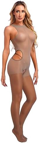 Women's One Piece Crotchless Bodystocking Stretchy Sexy See Through Jumpsuit Sheer Bodysuits