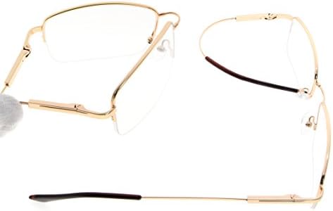 Eyekepper Computer Reading Glasses-Better Sleep Readers-97% Blue Light Blocking-Memory Titanium Half-Rim Men, Dark Orange Tinted Lens(Gold, 1.75)