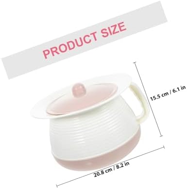 DOITOOL Portable Chamber Pot with Lid, Plastic Bedpan Urinal Pail for Adults, Household Urine Storage Pot for Home and Travel, Pink and White,