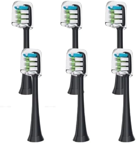 6PCS Compatible for Xiaomi SOOCAS X3 X5 X3U X1 V1 V2 Clean Brush Heads Replacement Head Bristle Sonic Electric Nozzles with Anti-dust Cap(6PCS Black)