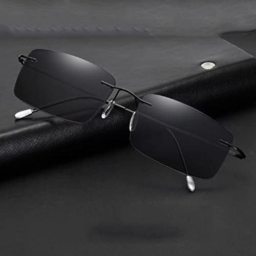 Full Lens Square Reading Glasses, Progressive Multifocus Presbyopia Glasses for Men, Photochromic Sunglasses +1.5 (Color : Black, Size : +2.0)