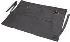 PICNIC TIME Collins Mixologist Apron Made in Black Waxed Canvas Vegan Leather with Corkscrew and Bottle Opener, Features Numerous Pockets and Folds to Easy-to-Carry Tote (Gray with Black Accents)