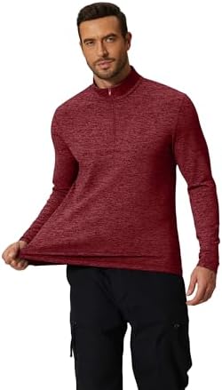 COOFANDY Men's Quarter Zip Pullover Long Sleeve Sweatshirt 1/4 Zip Golf Shirt Winter Fleece Lined Thermal Pullover