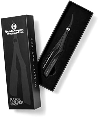 Gentlemen Republic Straight Edge Razor Holder: Premium Black Safety Razor Holder for Professional Barbers and Everyday Home Grooming - Achieve the Shave with Confidence