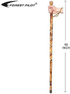 FOREST PILOT Big Ball Head Twisted Style Wooden Walking Stick for Hiking with Compass (Nature Color, 48 Inches, One Piece)