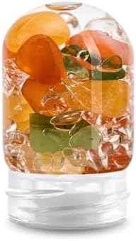 VitaJuwel Sana HAPPINES ocean blue | Crystal Water Carafe with Carnelian, Orange Calcite, Jade & Clear Quartz - Optimism, Eloquence & Good Luck