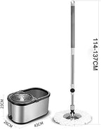 Spin Mop Bucket System Stainless Steel Bucket and Mop Set with 6 Microfiber Replacement Head Refills, Floor Mop with 4 Wheel