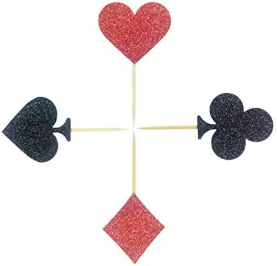 Morndew 24 PCS Casino Night Poker Cupcake Toppers for Las Vegas Theme Party Wedding Party Birthday Party Decorations