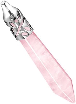 BEADNOVA Healing Crystal Necklace for Women Men Natural Rose Quartz Crystal Pendant Energy Healing Gemstones Jewelry Pendulum Crystal Divination (Hexagonal, 18 Inches Stainless Steel Chain)