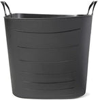 Life Story Flexible Tub Basket 25 Liter/6.6 Gallon Plastic Multifunction Storage Tote Bin with Handles, Black (6 Pack)