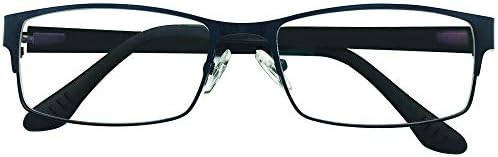 Mens Womens Black Blue Metallic Frame Reading Glasses
