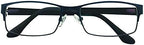 Mens Womens Black Blue Metallic Frame Reading Glasses
