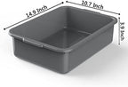 5-Pack Commercial Bus Tubs Box/Tote Box, Plastic Storage with Handles, Wash Basin Tub 8 Liter (Gray)