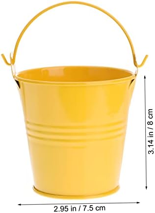 3pcs Mini Bucket Yellow Pot French Fries Tin Pails Rustic Bucket Mini Plant Containers Favor Pail s French Fries Decor Tinplate Drum Galvanized