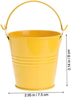 3pcs Mini Bucket Yellow Pot French Fries Tin Pails Rustic Bucket Mini Plant Containers Favor Pail s French Fries Decor Tinplate Drum Galvanized