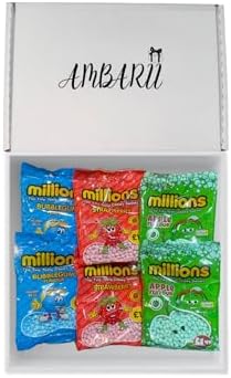 AMBARII Millions Sweets Gift Box Set, Bubblegum, Apple, Strawberry Flavors Candy Pack, 6 Count | Gift hamper | Two of each flavour | Ambarii