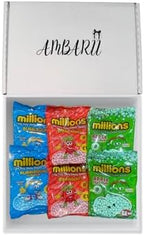 AMBARII Millions Sweets Gift Box Set, Bubblegum, Apple, Strawberry Flavors Candy Pack, 6 Count | Gift hamper | Two of each flavour | Ambarii