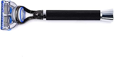 Parker Deluxe Black Fusion-Compatible Razor – 6″ Heavyweight Textured Handle + Free Gillette® Fusion Blade – Premium Men’s Shaving Tool