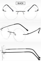 VEVESMUNDO Round Reading Glasses Metal Rimless Titanium Frameless Clear Eyeglasses Readers Blue Light Blocking Glasses