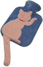 1 Liter Rubber Hot Water Bottle with Soft Plush Fleece Cover, Cute Cat Water Bag Hot and Cold Therapy for Cramps Pain Relief
