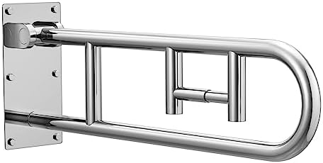 Moen Home Care Bathroom Safety 30 Inch Stainless Steel Flip Up Bathroom HandicapGrab Bar with Toilet Paper Holder, Elderly Assistance Product, R8962FD