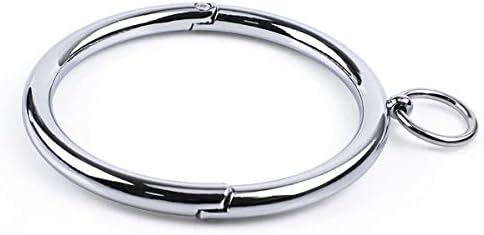 BDSM Round Collar Metal Restraint Choker with Fetish Nipple Clamps and Clit Clip Necklace for Women Men SM Breast Stimulation Sex Toys for Women (Diameter:4.72 inch/12 cm, Silver-0)