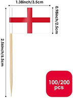 AhfuLife England Flag Toothpick, 100 Pcs English Cupcake Toppers, Small England Stick Flags Double-sided for Soccer Football Party Decorations, National Day Party Decorations
