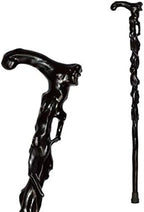 Wooden Cane Faucet Crutches Redwood Root Engraving Cane Elderly Staff Walking Stick Birthday Gift,Graybrown