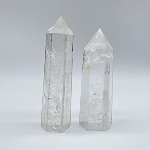 5 Pcs Chakra Healing Crystal Tower 3-3.5'' Cherry Blossom Agate, Aura Rose Quartz, Aura Howlite, Clear Quartz, Amazonite, Gemstone Tower Reiki Chakra Stone Meditation Crystals Home Decor