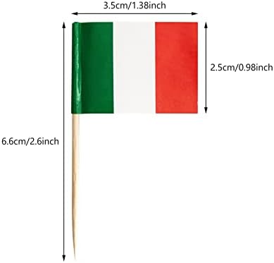 100 Pack Italy Flag Italian Toothpick Flags, Cocktail Picks Mini Stick Cupcake Toppers Country Picks Party Decoration Celebration Cocktail Food Bar Cake Flags (Italy)