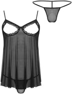Mens Sexy Sissy Lingerie Sheer See Through Mini Night Dress Chemise with G-String Nightwear