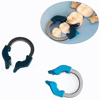 Dental Sectional Matrix Ring Clamp Spring Clip, Autoclavable Nickel Titanium Orthodontic Clamp Rings, Dental Sectional Contoured Matrices System for Pre and Post Molars (R6 Blue 1PCS)