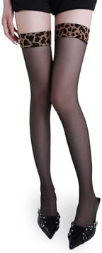 Thigh High Stockings Leopard Print, Sexy Stockings for Women